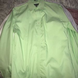 Kenneth Cole Dress Shirt Green w/thin stripes